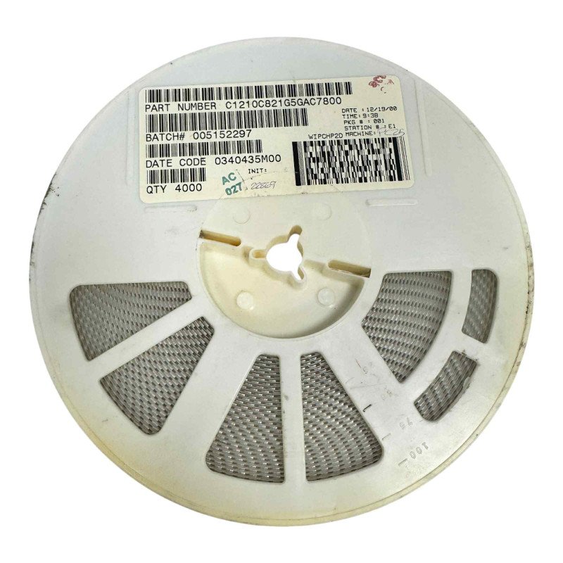 C1210C821G5GAC7800 Kemet SMD/SMT Ceramic Capacitor 820pF 5% 50V [Qtyx4000]