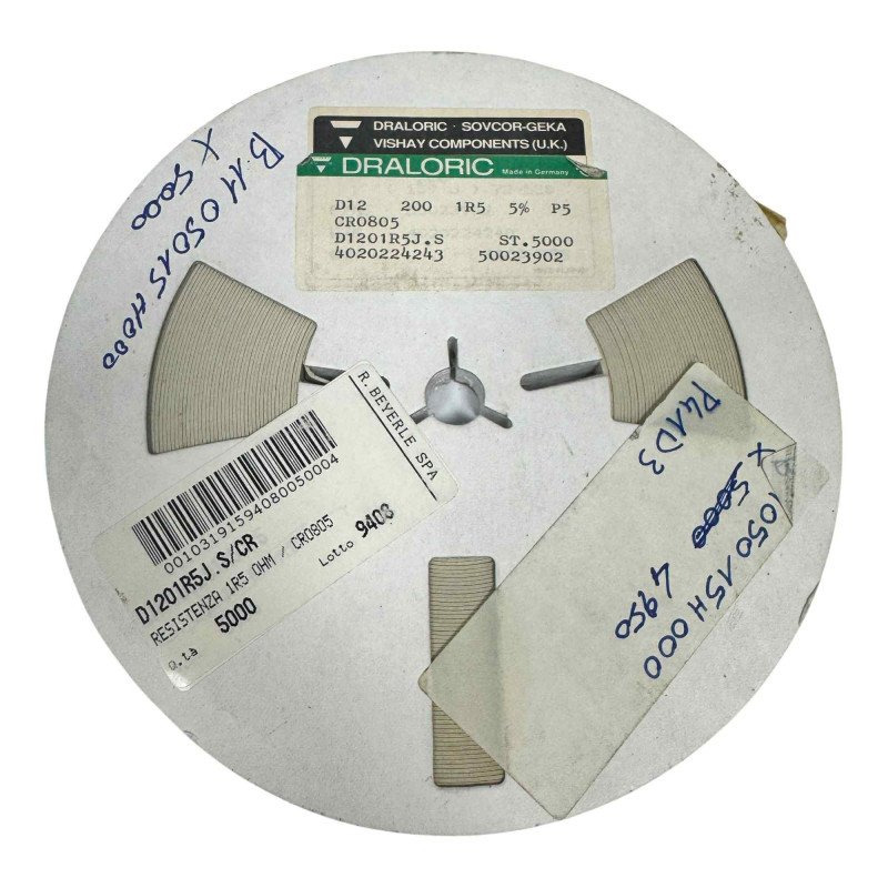 CR0805 Draloric SMD/SMT Resistor 1.5Ohm 1R5 1/8W 5% [Qtyx5000]