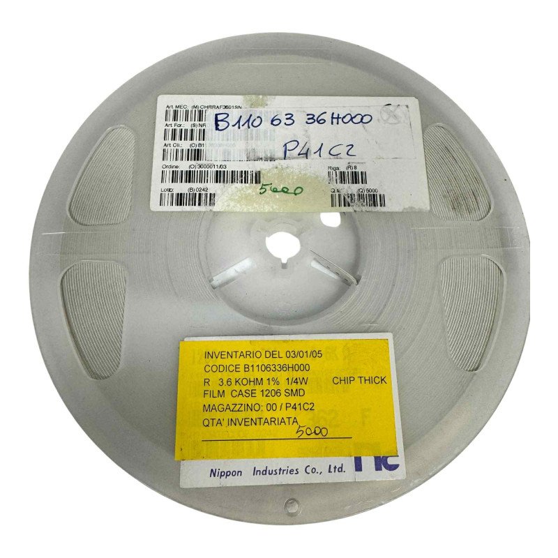 CHRRAF3601SN Nippon SMD Resistor 3.6Kohm 3K6 1/4W 1% [Qtyx5000]