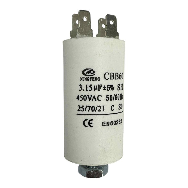 Dingfeng Capacitor Motor Run Faston 3.15uf 450Vac 5% CBB60