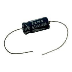 Elna Capacitor Axial Electrolytic 47uF 63V 17x8mm