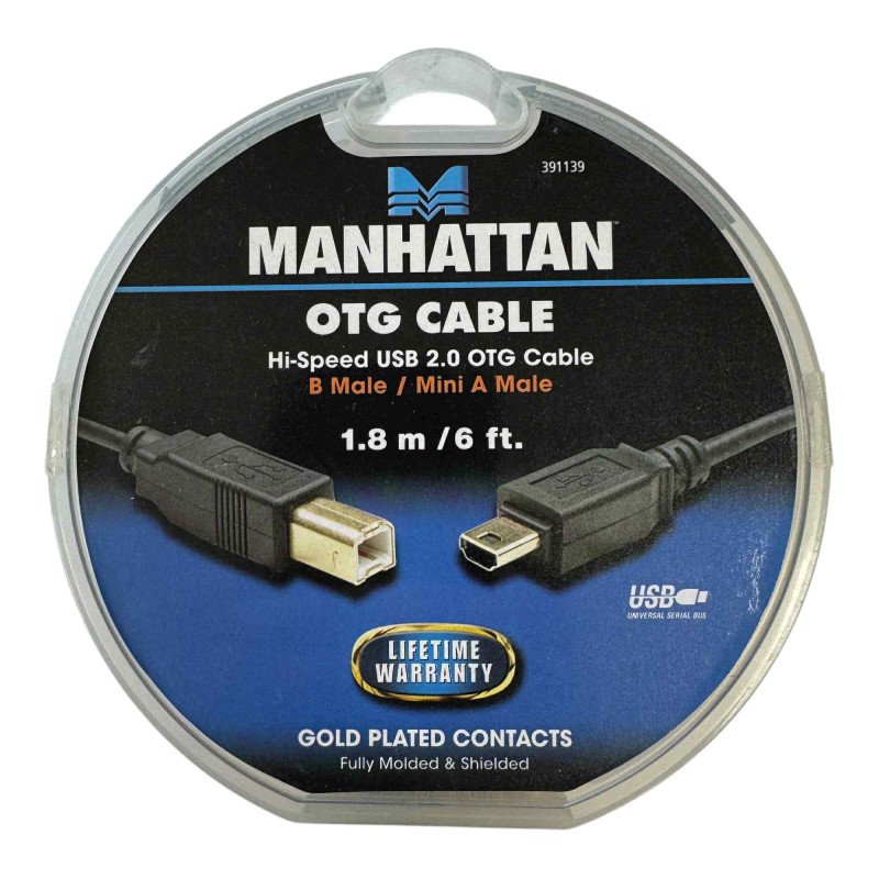 391139 Manhattan Computer OTG Cable Hi Speed USB 2.0 B Male / Mini A Male 1.8m/6ft