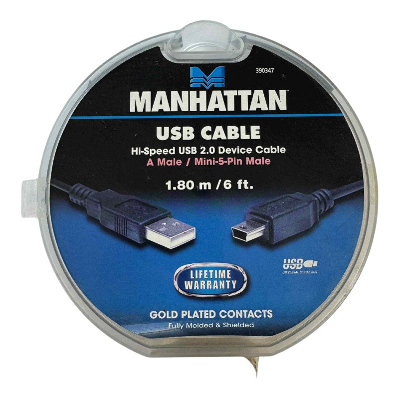 390347 Manhattan Computer Cable Hi-Speed ​​USB 2.0 A Male - Type Mini 5 pin 1.8m