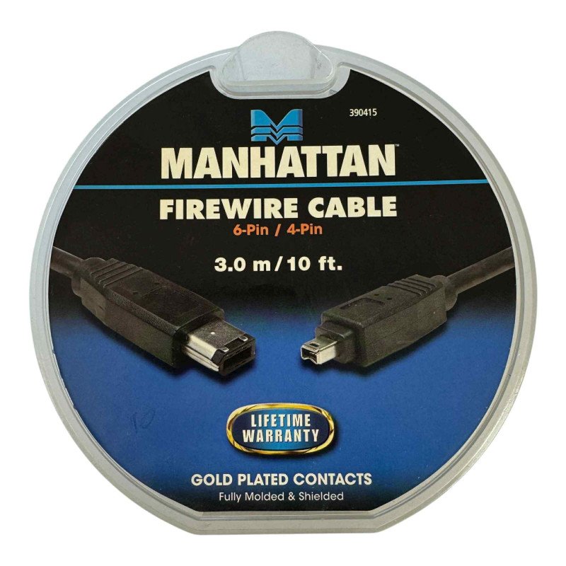 390415 Manhattan Computer Firewire Cable 6 Pin / 4 Pin 3m/10ft