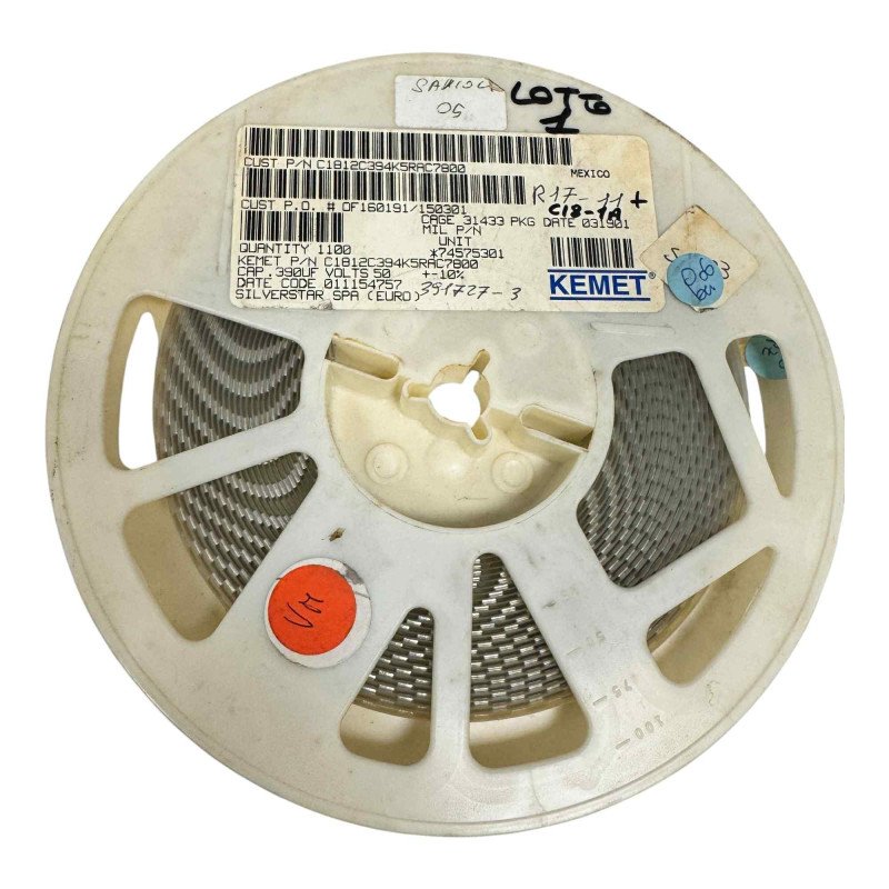 C1812C394K5RAC7800 Kemet SMD Ceramic Capacitor 0.39uF 50V 10%