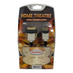 0079061 Hama HDMI to DVI-D Cable Gold Connections Black 3.0m