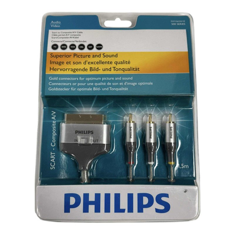 SWV3632S/10 Philips 500 Series Scart To Composite A/V Cable 1.5m