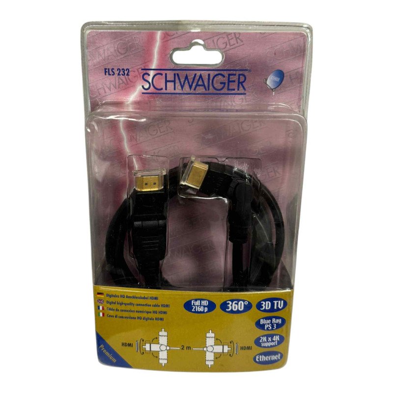 FLS232 Schwaiger HDMI 90° Plug with Ethernet 2.0M