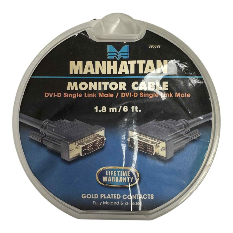 390699 Manhattan DVI-D Single Link Male to DVI-D Single Link Male 1.8m/6ft