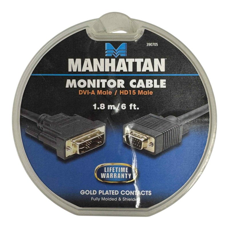 390705 Manhattan DVI-A male to VGA male Cable 1.8m/6ft