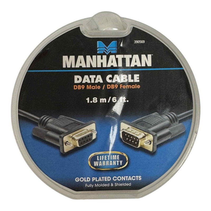 390569 Manhattan Data Cable DB9 Male to Female 1.8m/6ft