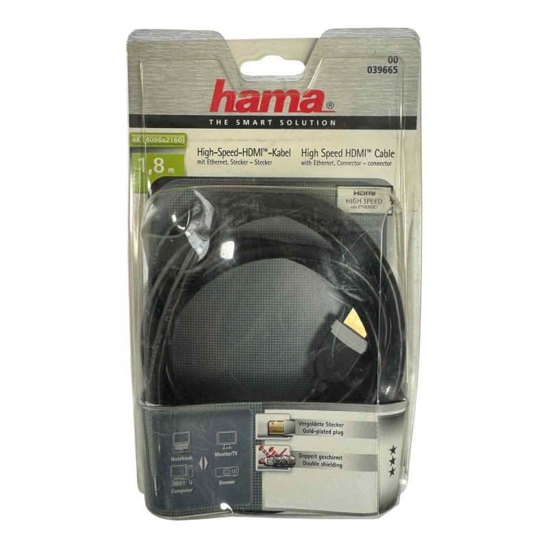 00039665 Hama High Speed HDMI Cable Ethernet 1.8m