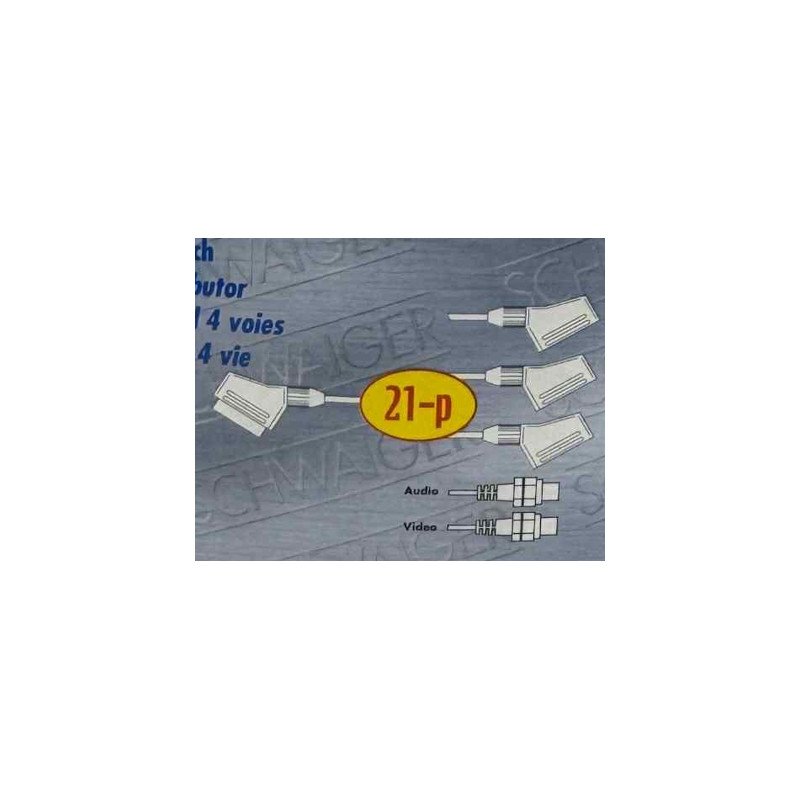 FLV195 Schwaiger 4 Way (3+1) Scart Splitter Double Shielded Switchable