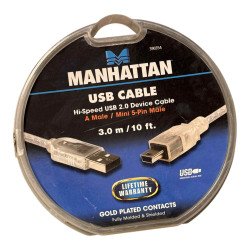 390354 Manhattan USB Cable Hi-Speed USB 2.0 Device Cable A Male / Mini 5-Pin Male 3.0m/10ft