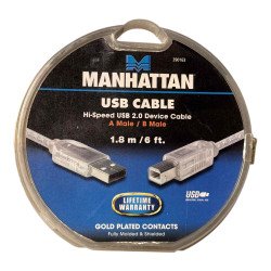 390163 Manhattan USB Cable Hi-Speed USB 2.0 Device Cable A Male / B Male 1.8m/6ft