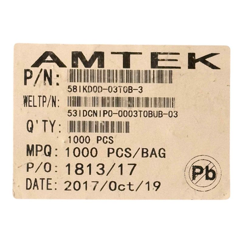 581KD0D-03T0B-2 Amtek Wire Connector Pitch 2.74mm [Qtyx1000]