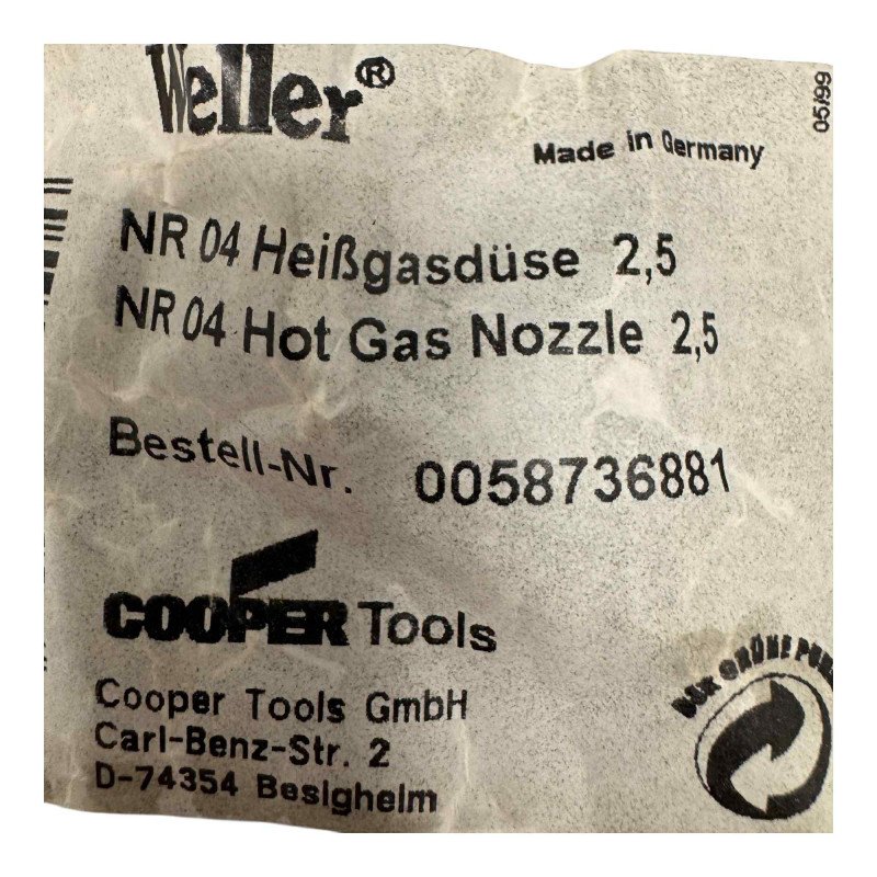 0058736881 Weller NR04 Series Hot Gas Nozzle Round Tip - 0.098