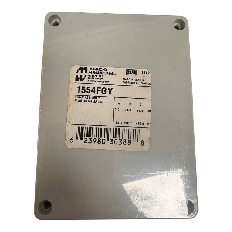 1554FGY Hammond Enclosures Box Grey/Grey Lid 4.7x3.5x3.2’’