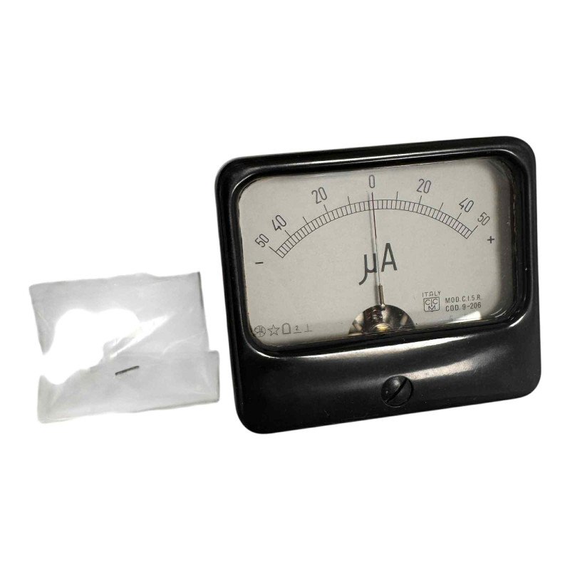 9-206 Cassineli Analog Panel Meter Ammeter -50-50uA 70x60mm