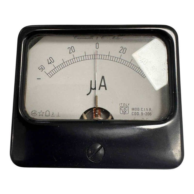 9-206 Cassineli Analog Panel Meter Ammeter -50-50uA 70x60mm