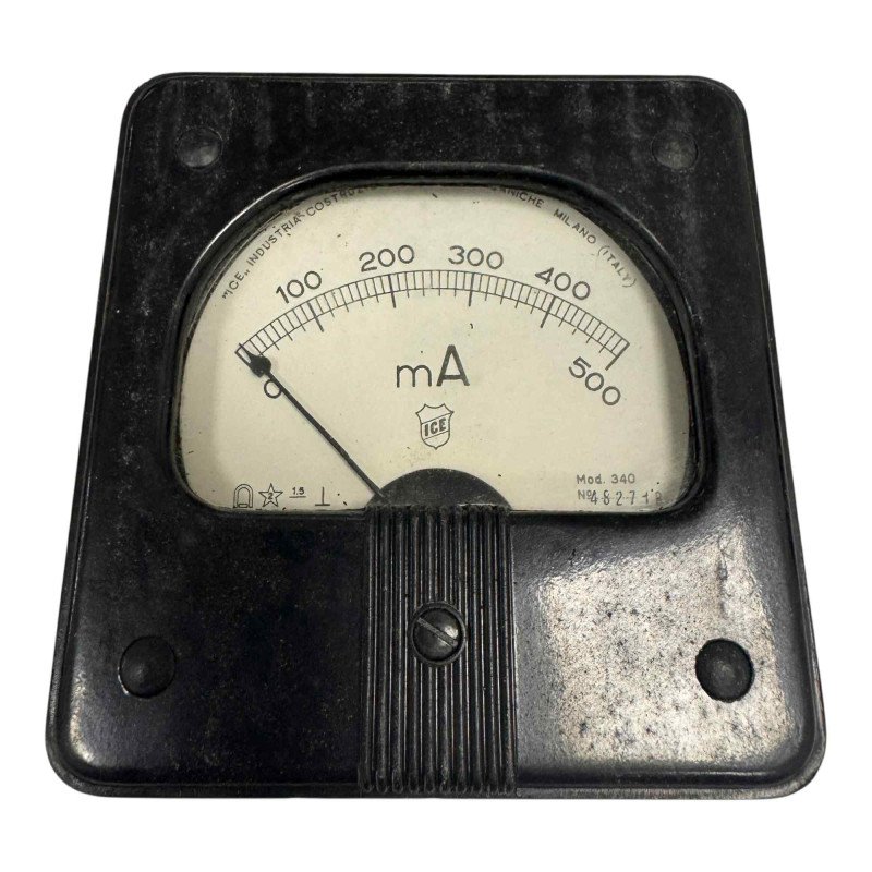 340 Model Ice Milano Rectangular Analog Panel Meter Ammeter 0-500mA 82x80mm