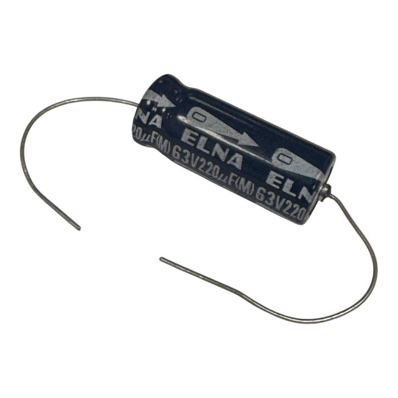 Elna Capacitor Axial Electrolytic 220uF 63V 85C 25x10mm