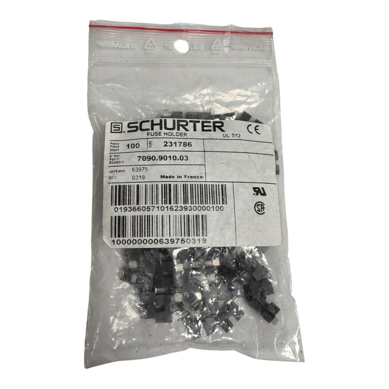 7090.9010.03 Schurter Fuse Holder SMD SMT Mount For 2x7mm Fuse 7A 125Vac [Qtyx100]