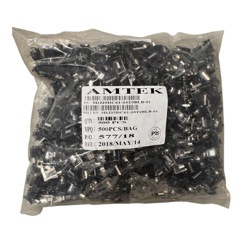 5DJ25DC61-03T0BLB-01 Amtek PCB Mount Right Angle Connector ID:2.5mm