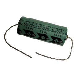 TOWA Capacitor Axial Electrolytic 220uF 50V 25x10mm