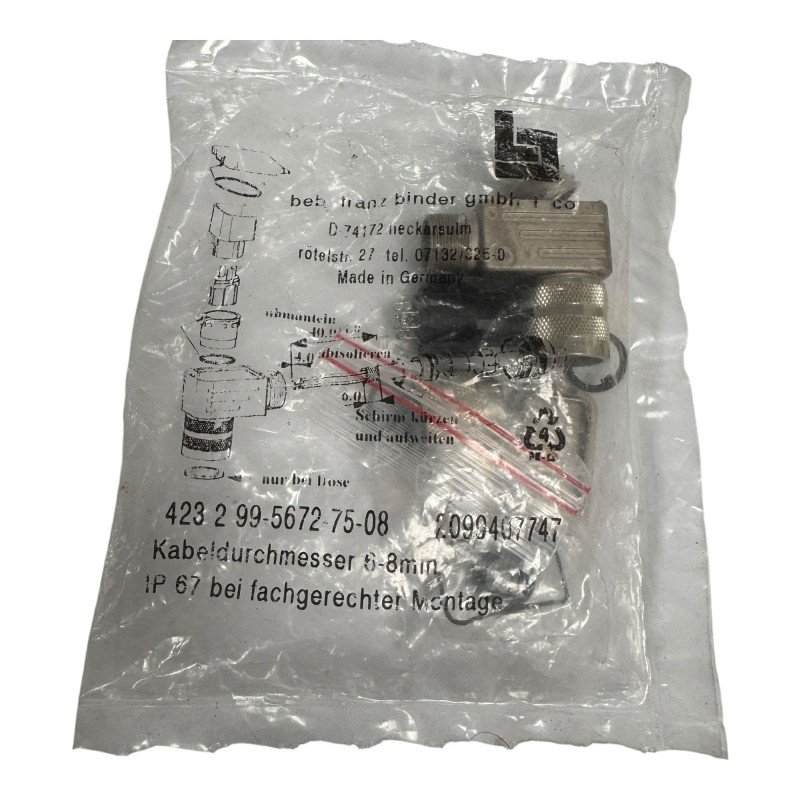 423299-5672-75-08 Binder Circular Right Angle Cable Connector