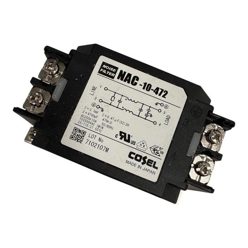 NAC-10-472 Cosel Power Line Filter 250Vac 250Vdc 10A 4700pF 150KHz-1MHz