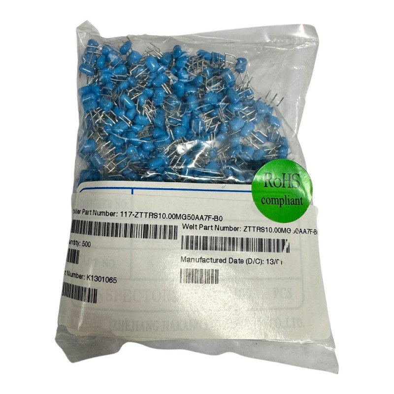 ZZTRS10.00MG50AAF-B0 Welt Ceramic Resonator 10.00Mhz H:8mm  [Qtyx500]