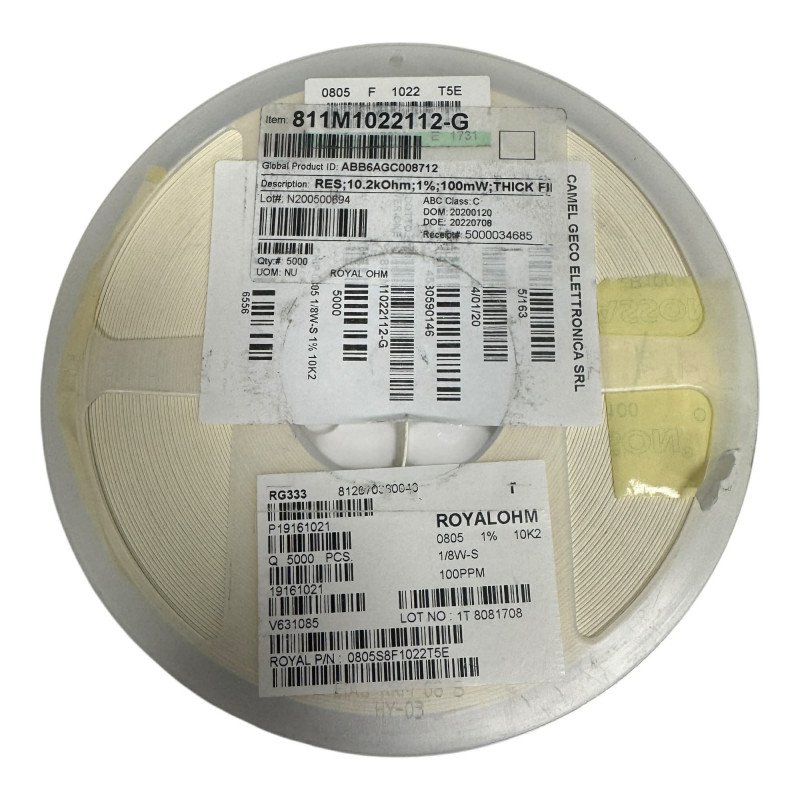 0805S8F1022T5E Royal Ohm SMD Chip Resistor 10.2Kohm 10K2 1/10W 1% [Qtyx5000]