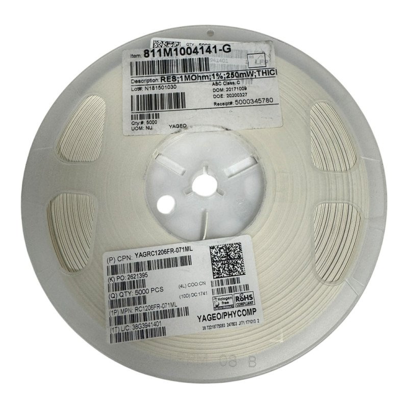 RC1206FR-071ML Yageo SMD Chip Resistor 1Mohm 1M 250mW 1% [Qtyx5000]