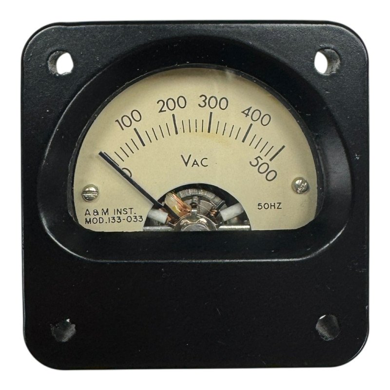 MOD.133-033 87M084P008 A&M Avionics Panel Meter Voltmeter 0-500Vac 45x45x62mm