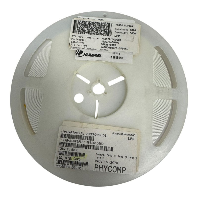 YAGRC0603FR-0791K Yageo SMD Resistor Chip 91kOHM 91K 1% 1/10W [Qtyx5000]