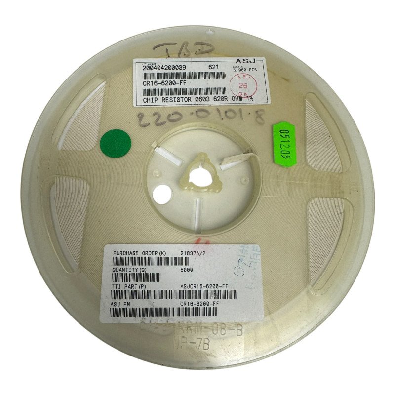 CR16-6200-FF ASJ SMD Resistor Chip 620Ohm 620R 1/10W % [Qtyx5000]