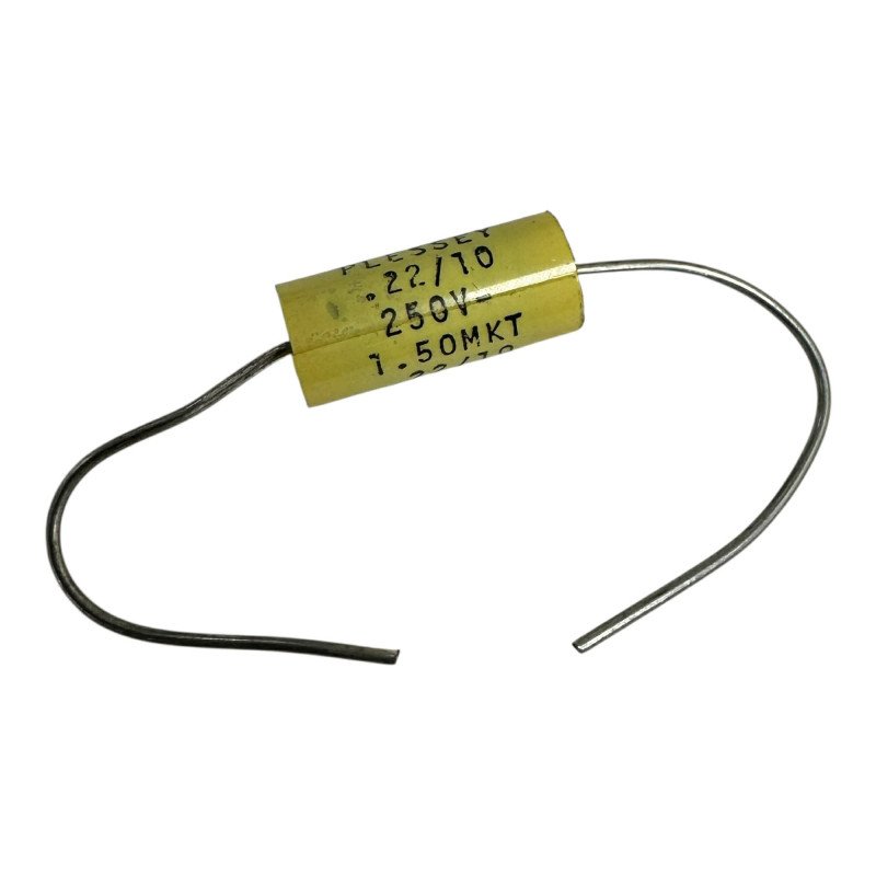 1.50MKT Plessey Capacitor Axial Film 0.22uF 220nF 250V 10% 15.5x7.5mm