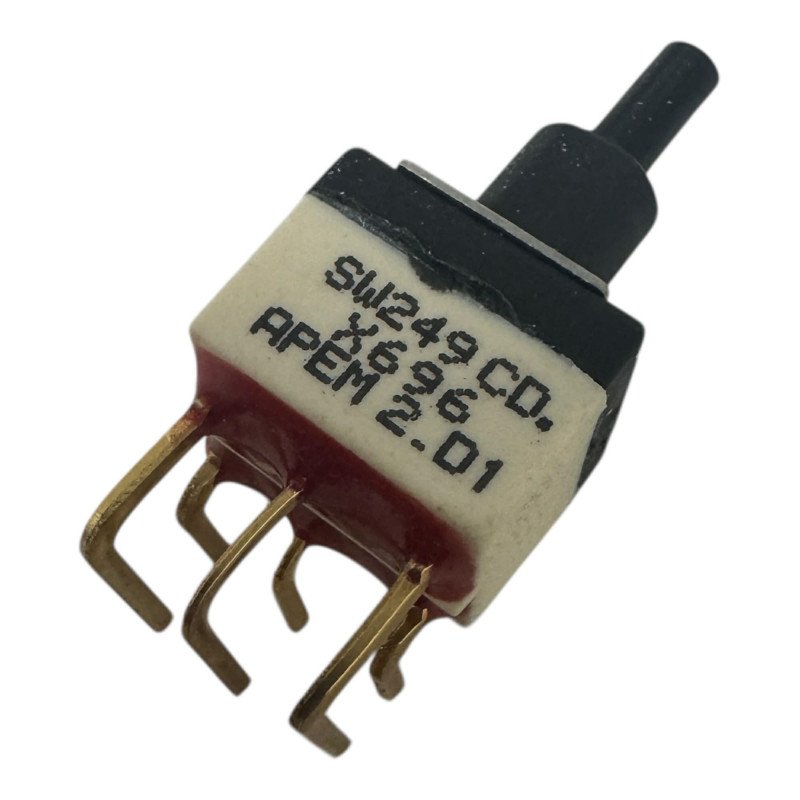 SW249CD Apem Push Button Switch Right Angle Through Hole 0.4VA 20V