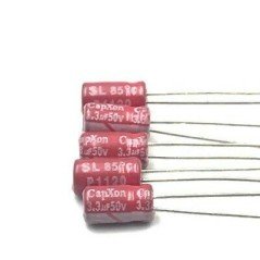 3.3UF 50V RADIAL ELECTROLYTIC CAPACITOR CAPXON 4X7 85C QTY:5