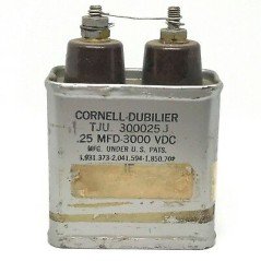0.25UF 3000V Paper in Oil Capacitor CORNELL DUBILIER TJU 300025J