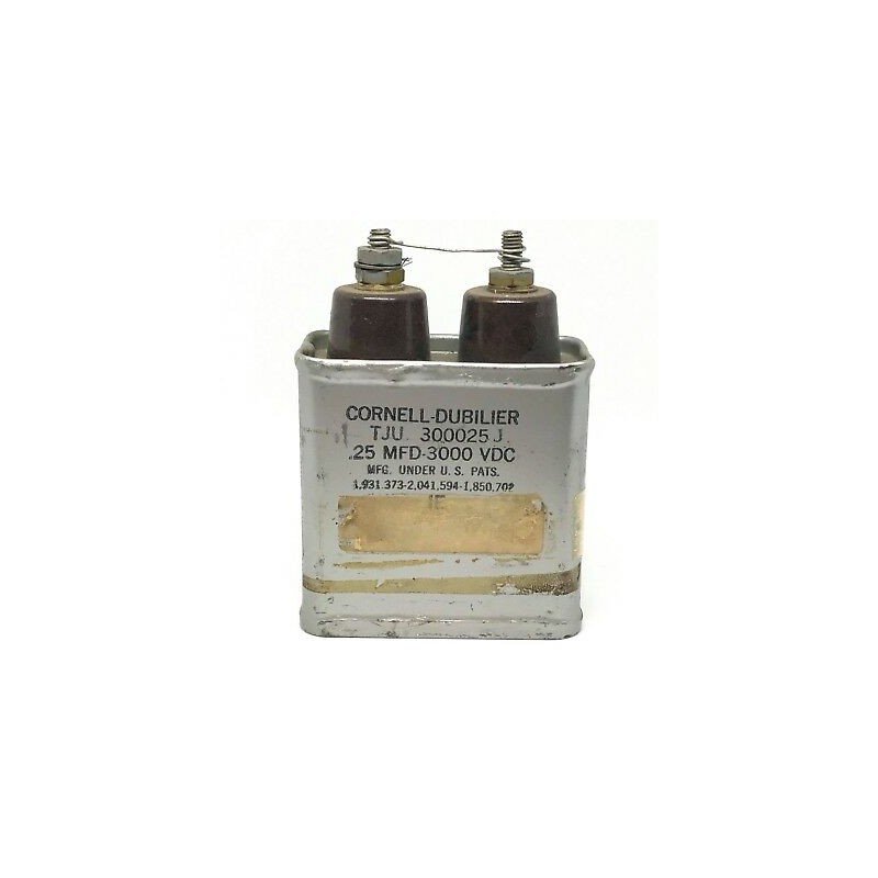 0.25UF 3000V Paper in Oil Capacitor CORNELL DUBILIER TJU 300025J