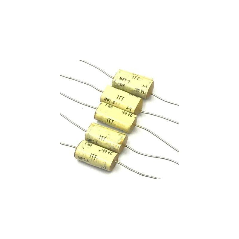 1UF 1000NF 100V AXIAL CAPACITOR MPT-5 ITT QTY:5