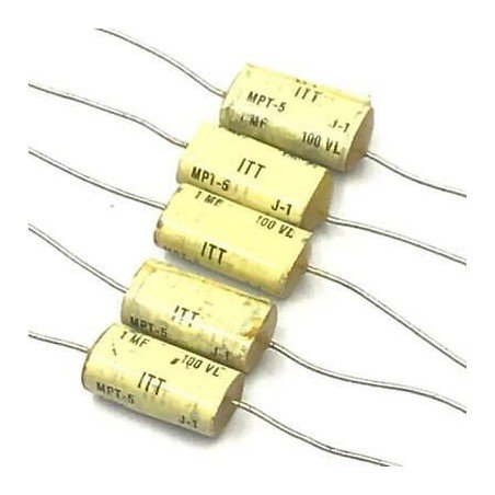 1UF 1000NF 100V AXIAL CAPACITOR MPT-5 ITT QTY:5