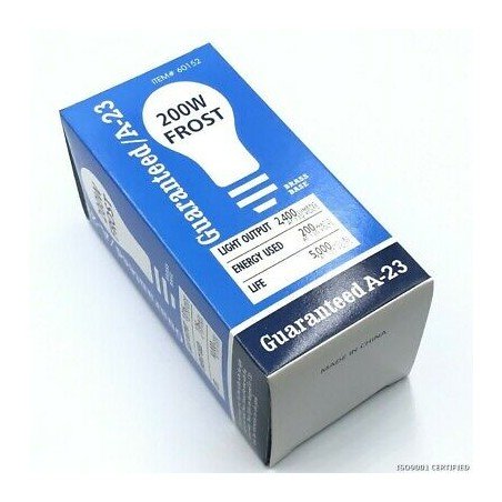 200W FROST 2400LUMENS 5000HOURS A-23 BULB 200A23/IF