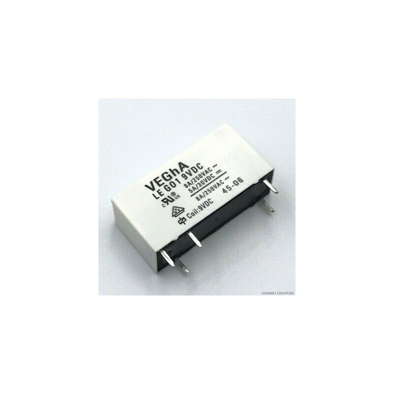 9VDC RELAY 1P-C/O 8A 250VAC VEGHA LEG01-9VDC
