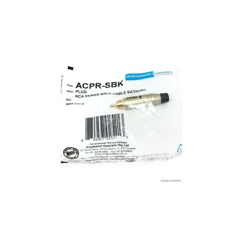ACPR-SBK Stecker RCA männlich gerade Löten grau vergoldet 3-7mm AMPHENOL 