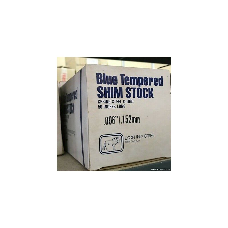C-1095 Lyon Industries Blue Tempered Shim Stock .006" .152mm 50INCH