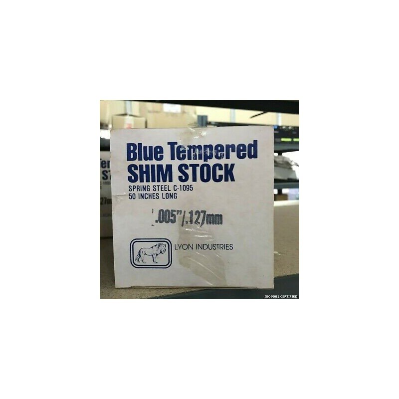 C-1095 Lyon Industries Blue Tempered Shim Stock .005" .127mm 50INCH