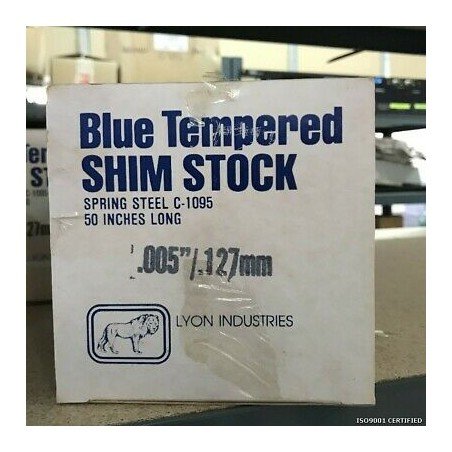 C-1095 Lyon Industries Blue Tempered Shim Stock .005" .127mm 50INCH